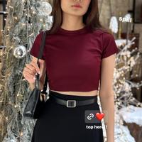 Gambar Basic Crop Top Wanita - Knit Rib Tebal Premium - Kaos Wanita - Brown, M dari Dee Stuff. undefined 1 Tokopedia