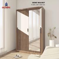 Gambar Lemari Pakaian Besi Sliding 2 Pintu Jumbo Kaca OSWS Walnut by Olympic dari Mitra Karya Furniture JTB undefined 1 Tokopedia