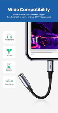 Gambar UGREEN Converter Splitter Lightning To Jack 3.5mm IPHONE 11,12 ,13 Pro - US211-GREY dari MARKAS KOMPUTER STORE undefined 2 Tokopedia