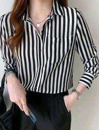 Gambar Blouse Stripe Salur / Kemeja Atasan Salur Lengan Panjang - Pink , M dari TheresaLie Store undefined 1 Tokopedia