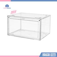 Gambar Kotak Sepatu Akrilik Full Transaparan | Shoe Box Display Bening - Bukaan Samping dari Smile Home Indonesia undefined 1 Tokopedia