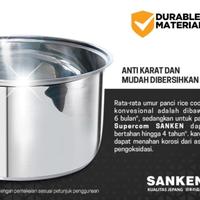 Gambar Sanken Magic Com Rice Cooker 1 Liter Stainless Sanken SJ-130 H - +packing kayu dari bintang berlian elektronik undefined 5 Tokopedia