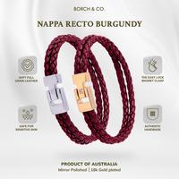 Gambar BORCH & CO. Gelang Kulit Pria Leather Bracelet - Nappa Recto Burgundy - 18K Gold Plated, M dari BORCH & CO. Official Store undefined 1 Tokopedia