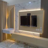 Gambar backdrop lemari tv ,kisi kisi minimalis bahan dasar playwood dan hpl - 200cm x 180cm dari Armenia Design Interior undefined 2 Tokopedia