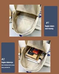 Gambar Tas Ransel Distro Kanvas Pria Wanita Tas Punggung Sekolah Kuliah Korea - Hitam Putih dari Heylock Design undefined 4 Tokopedia