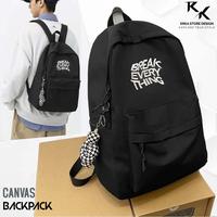 Gambar Tas Ransel Distro Kanvas Pria Wanita Tas Punggung Sekolah Kuliah Korea - Hitam Putih dari Heylock Design undefined 1 Tokopedia