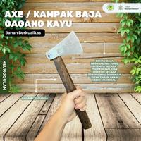Gambar Kampak Kapak Baja Gagang Kayu Kualitas Bagus - KEPALA MERAH dari Nurseri Lestari undefined 3 Tokopedia