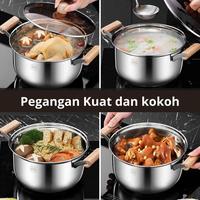 Gambar CEO Panci Stainless Steel Tebal Dengan Tutup Panci Soup Panci Sayur Panci Steamer SUS 304 Ukuran 20cm - 24cm - Silicone - 20cm, + Steamer dari CEO Official Store undefined 5 Tokopedia