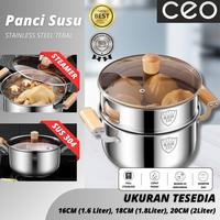 Gambar CEO Panci Stainless Steel Tebal Dengan Tutup Panci Soup Panci Sayur Panci Steamer SUS 304 Ukuran 20cm - 24cm - Silicone - 20cm, + Steamer dari CEO Official Store undefined 1 Tokopedia