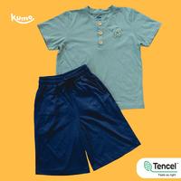 Gambar Loungewear Tencel (TM) Set Unisex - Baju Rumah Setelan Tidur Anak / Remaja Perempuan Laki Laki - Polos Biru / Blue / Navy / Tosca - 6-7 tahun dari Kumo Kidswear undefined 1 Tokopedia
