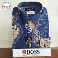 Gambar Kemeja Boss Batik Lengan Panjang Pria Pola Corak Biru Hitam - Motif - Hitam, 14,5 /S dari Kalimas Bandung_NEW undefined 1 Tokopedia