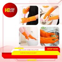 Gambar Sarung Tangan Karet Cuci Piring Baju / Flock Lining House / Latex dari Householic undefined 3 Tokopedia