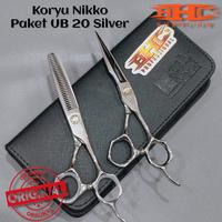 Gambar Koryu Nikko Scissors - Paket Gunting UB 20 Silver Polos - Hitam Sasak Potong Rambut Gunting Potong Sasak dari OKE GROS undefined 3 Tokopedia