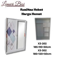 Gambar Lemari Pakaian Besi Sliding lebar 120 cm. 2 pintu, motif hitam putih - Lebar 90 dari Mebel NikiSae Malang undefined 5 Tokopedia