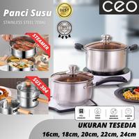 Gambar CEO Panci Stainless Steel Tebal Dengan Tutup Panci Soup Panci Sayur Panci Steamer Kukusan Panci Mie Mpasi SUS 304 Ukuran 16cm - 24cm - Panci Soup 20-B dari CEO Official Store undefined 1 Tokopedia