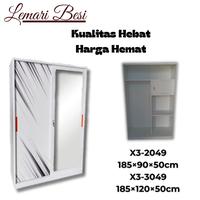 Gambar Lemari Pakaian Besi Sliding lebar 120 cm. 2 pintu, motif hitam putih - Lebar 90 dari Mebel NikiSae Malang undefined 1 Tokopedia