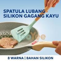Gambar Spatula Lubang Silicone Gagang Kayu / Spatula Silikon Tahan Panas - Hijau dari Yooyee Indonesia_NEW undefined 1 Tokopedia