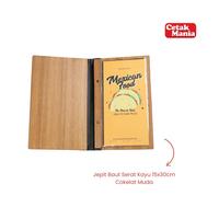 Gambar Cetak Mania - Buku Menu Kayu Vinyl Jepit Baut Isi Plastik Mika 15x30 Coklat Muda - Cafe, Coffee Shop, Restoran, Hotel dari CETAK MANIA undefined 1 Tokopedia
