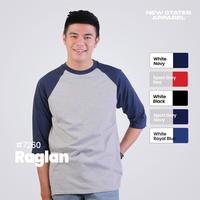 Gambar New States Apparel Premium Cotton Raglan 3/4 7260 ( Part 2 ) - White Black, M dari Cititex Kedoya undefined 1 Tokopedia