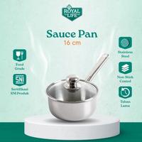 Gambar ROYAL LIFE : (16) PANCI SUSU SAUCE PAN GAGANG STAINLESS TUTUP KACA SAUCEPAN 16 CM BISA KOMPOR INDUKSI dari HOKKI HOUSEWARE undefined 1 Tokopedia