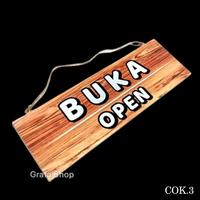Gambar Sign Board Tulisan OPEN CLOSE ( buka tutup ) Vintage bahan kayu MDF - Kayu Abu dari Grafa undefined 2 Tokopedia