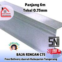 Gambar PALING MURAH / BAJA RINGAN KANAL C75 TEBAL 0.75 mm / BAJA RINGAN CANAL C75 / BAJA RINGAN TASO 1 mm / BAJA RINGAN 0.75 FULL / BAJA RINGAN KANAL C / BAJA RINGAN 6 METER - 1 mm dari abadibangunan undefined 5 Tokopedia