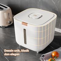 Gambar MUI TP Newstyle Tempat Penyimpanan Beras Anti Kutu dan Serangga 5KG 10KG Dispenser Beras Kotak Beras Plastik Rice Bucket E03/E04 - 10 KG - White dari MUI INDO undefined 4 Tokopedia