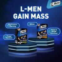 Gambar L-MEN GAIN MASS CHOCOLATE 225G - SUPLEMEN PENAMBAH MASSA OTOT TINGGI WHEY PROTEIN BERKUALITAS dari ErlansyahStore undefined 4 Tokopedia