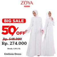 Gambar ZOYA Emilixia Dress White - Baju Pakaian Muslim Wanita Dress Gamis Polos Wudhu & Busui Friendly - S dari Zoya Jababeka Cikarang undefined 1 Tokopedia