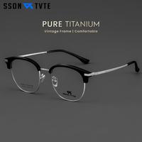 Gambar Kacamata Lensa Minus Photocromic Anti Blueray Bulat Pria Wanita Titanium Sson Tvte PT08125 - C1, Frame Only dari Sson Tvte undefined 1 Tokopedia