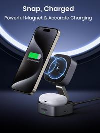 Gambar UGREEN 35316 2-in-1 Magsafe Charger Stand Magnetic Fast Charger 15W For iPhone Airpods & Iwatch - Qi2 Wireless dari Starcomp Origin undefined 2 Tokopedia