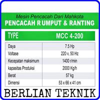 Gambar Mesin Pencacah Rumput Ranting Batang Mahkota MCC 4-200 dari BERLIAN TEKNIK JKT undefined 2 Tokopedia