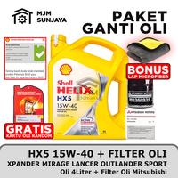 Gambar [GRATIS FILTER OLI] PAKET Ganti Oli Mesin Shell Helix HX5 SAE 15W-40 4 Liter MITSUBISHI Xpander Mirage Outlander Galant Eterna Lancer Delica Eclipse Cross 15W40 4Liter dari MJMSunjaya88 undefined 1 Tokopedia
