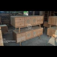 Gambar Meja TV Vintage Rotan Jati Mebel Jepara - Bufet TV Retro Rotan Jati - Home Theater Cabinet - Unfinishing dari Meuble326 undefined 2 Tokopedia
