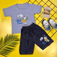 Gambar 5297 | Setelan jeans anak cowok / baju anak cowok celana jeans Playtime Cow | Umur 2 - 3 tahun - Hijau Terang  dari Bore Bore Kids undefined 5 Tokopedia