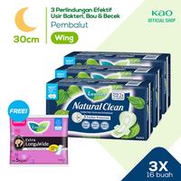 Gambar Laurier Natural Clean Night 16s Triplepack + Gift - Pembalut Daun Sirih Wing dari KAO Indonesia undefined 2 Tokopedia