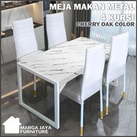 Gambar Dining Table Meja Makan Modern Minimalis Kayu 4 kursi 6 kursi termurah - Marmer dari Toko Marga Jaya Furniture_NEW undefined 1 Tokopedia