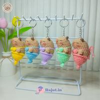 Gambar (100% Handmade) Mermaid Capybara Gantungan Kunci Crochet Amigurumi Rajut Keychain - Mint dari Rajutin Studio undefined 3 Tokopedia