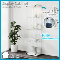 Gambar Lemari Hias Kaca Minimalis Full Tempered Glass 4 6 Susun Rak Pajangan Display - 1 Pintu 4 Tier, Tanpa Lampu dari Toko Marga Jaya Furniture_NEW undefined 3 Tokopedia
