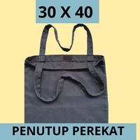 Gambar Totebag Custom Kanvas Hitam 30x40 Resleting - TANPA dari TOKO_OMEGA undefined 5 Tokopedia