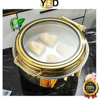 Gambar Roll top prasmanan GOLD Bulat Kaca Lebar Chafing dish 6 Liter | Rolltop prasmanan Hotal & wedding / rolltop tempat penyimpanan makanan prasmanan | rolltop Gold bulat prasmanan wedding | Wadah saji prasmanan makanan -EmTred dari EmTred undefined 2 Tokopedia
