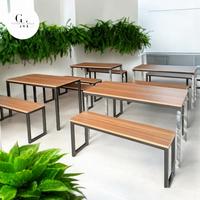 Gambar Set Meja + 2 Buah Kursi Panjang / Meja Cafe / Meja Kantin dari Gudang Meja Archidecor ID undefined 1 Tokopedia
