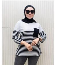 Gambar Baju Wanita Salur Combi Model Lengan Panjang Los / Baju Atasan Wanita Salur Dengan Saku Bahan Katun Lembut Adem Best Seller - SAGE SAKU SALUR, M dari Marema25 undefined 3 Tokopedia