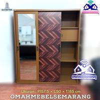 Gambar Lemari pakaian 3 pintu geser besi OLYMSTEEL OSWS 3P SEKAYU wardrobe metal sliding door Furniture Mebel Minimalis dari omahmebelsemarang undefined 5 Tokopedia