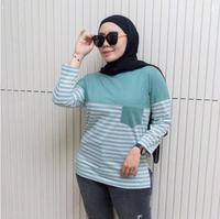 Gambar Baju Wanita Salur Combi Model Lengan Panjang Los / Baju Atasan Wanita Salur Dengan Saku Bahan Katun Lembut Adem Best Seller - SAGE SAKU SALUR, M dari Marema25 undefined 5 Tokopedia