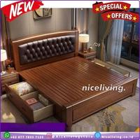 Gambar Tempat tidur 120x200 modern sandaran jok busa dipan laci kayu jati dari Niceliving Furniture Jepara undefined 1 Tokopedia