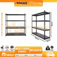 Gambar BR1818SW - KITARACK 4 Layer Wood Panjang 1,8 Meter Tinggi 1,8 Meter Lebar 45cm 200KG Boltless Rack dari Networking First Indonesia undefined 1 Tokopedia