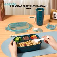 Gambar Murah Banget 【Grosir】Ecentio 4 Sekat Grid Anti Tumpah 1200Ml Kotak Makan Set Anak Dan 500Ml Botol Lunch Box Set 4 Grid Kotak Bekal Makan Botol Minum Free Sendok Tempat Makanan Anak Kecil Bpa Free Biru/Grey Portabel Wadah Makanan - grey dari Gerai Rana Abaza undefined 3 Tokopedia