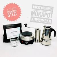 Gambar Paket BREWING MOKAPOT Alat Seduh Pembuat Kopi Espresso Manual Brew MocaPot Espreso Coffee Maker - 3 Cups Silver dari KOLEKSI COOK undefined 5 Tokopedia