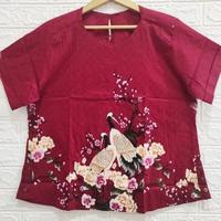 Gambar WK BLOUSE BATIK WANITA JUMBO BIG SZE LD. 115 120 125 BAJU ATASAN MERAK MERAH IMLEK SINCIA NATAL SANJIT dari warungkim undefined 2 Tokopedia